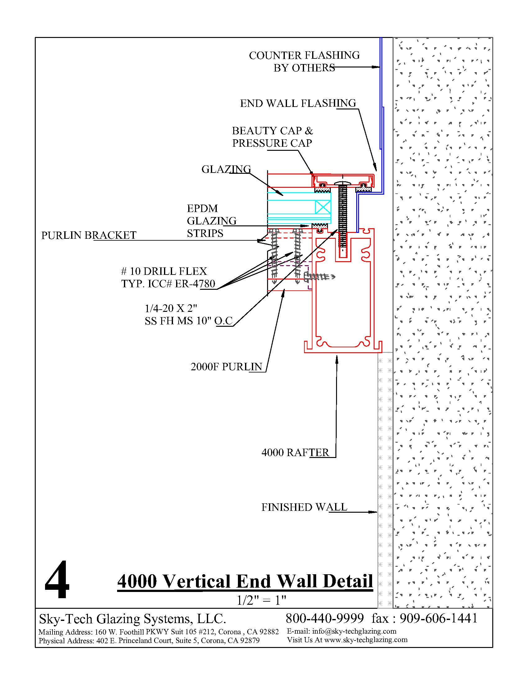 4 4000 Vertical End Wall Detail