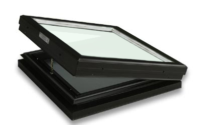 Curb Mounted Glass Operable Clear over White Skylight