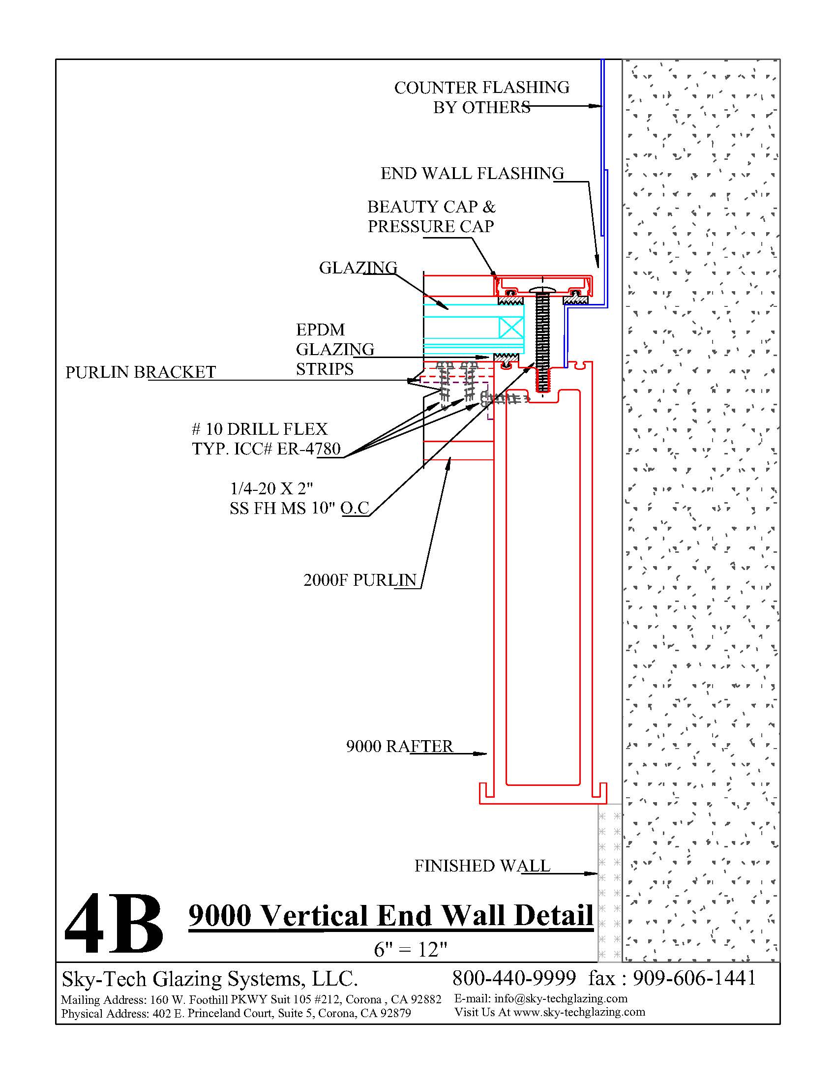 4B 9000 Vertical End Wall Detail